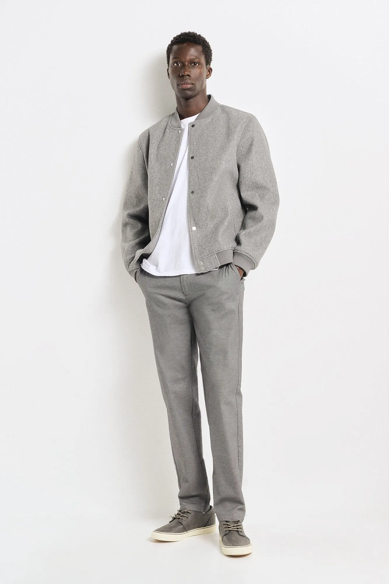 wool effect bomber jacket
