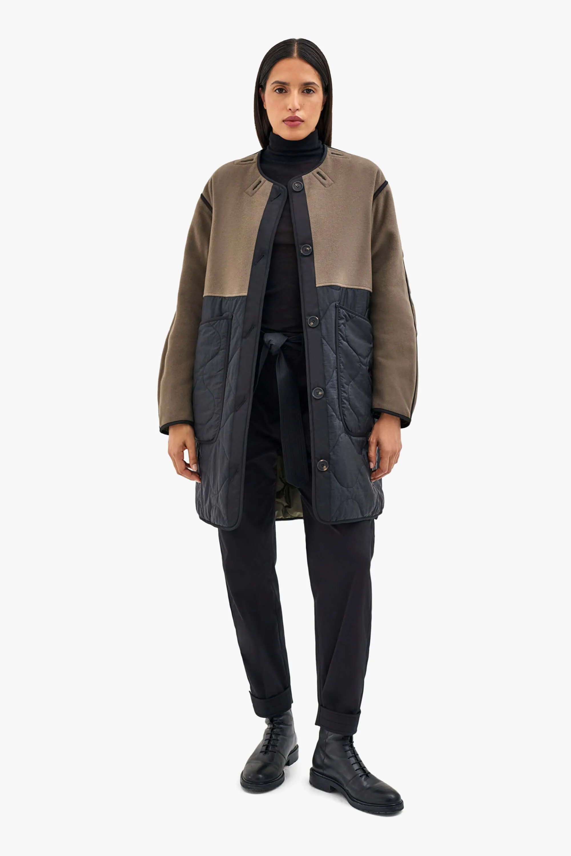 Wool Quilt Jacket - Olive & Black / Dark Olive