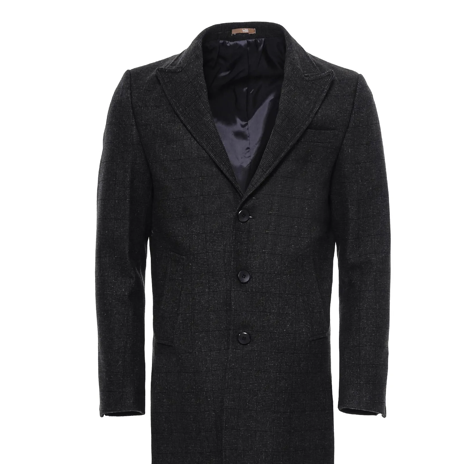 WSS Wide Lapel Striped Slim Fit Anthracite Men Coat  - Singen