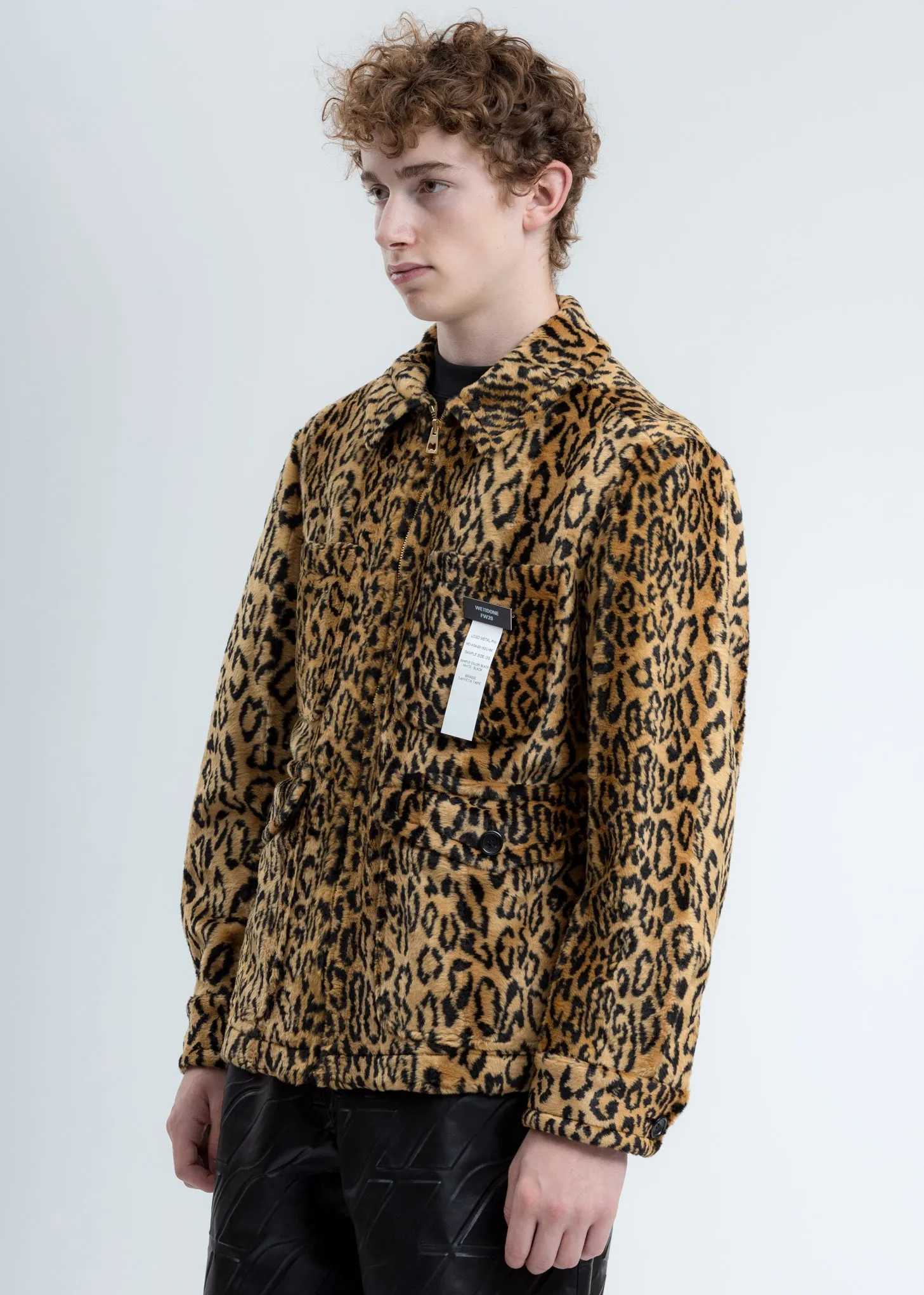 Yellow Leopard Faux Fur Zip Up Jacket