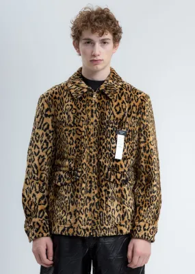 Yellow Leopard Faux Fur Zip Up Jacket