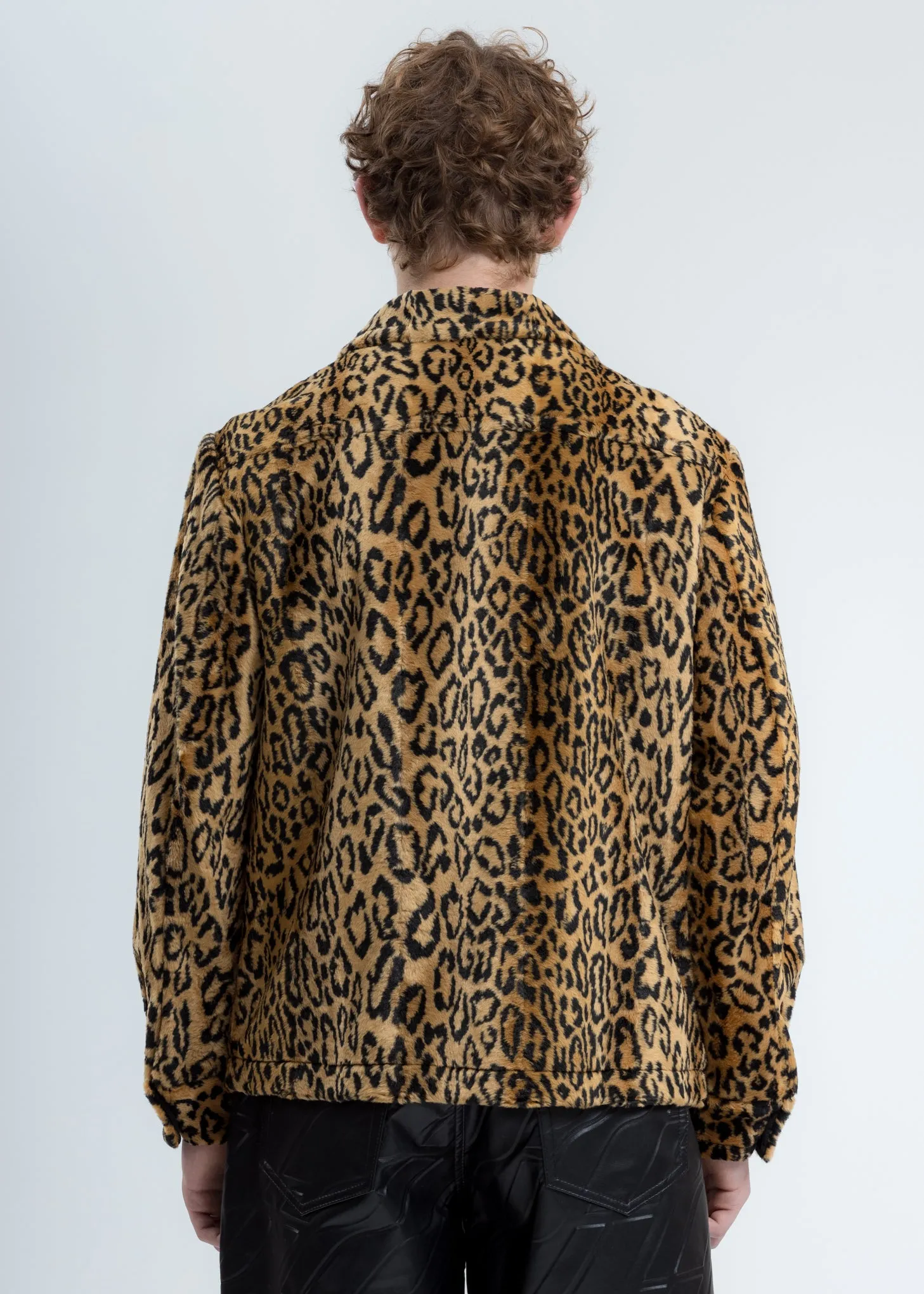 Yellow Leopard Faux Fur Zip Up Jacket