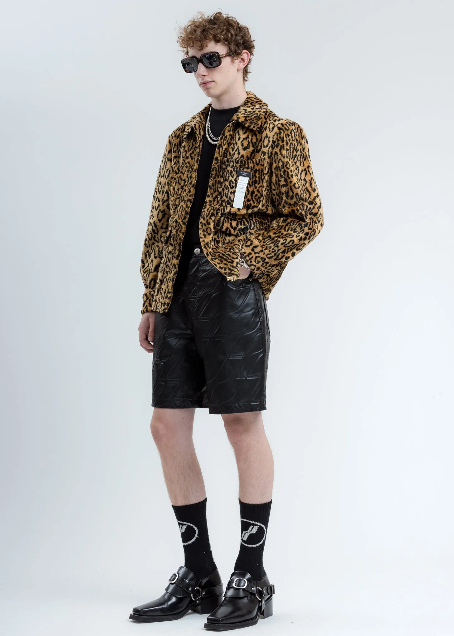 Yellow Leopard Faux Fur Zip Up Jacket