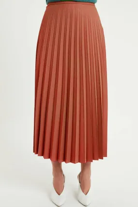 ZRF Women Pleated Basic Skirt - Terracotta - Middleton
