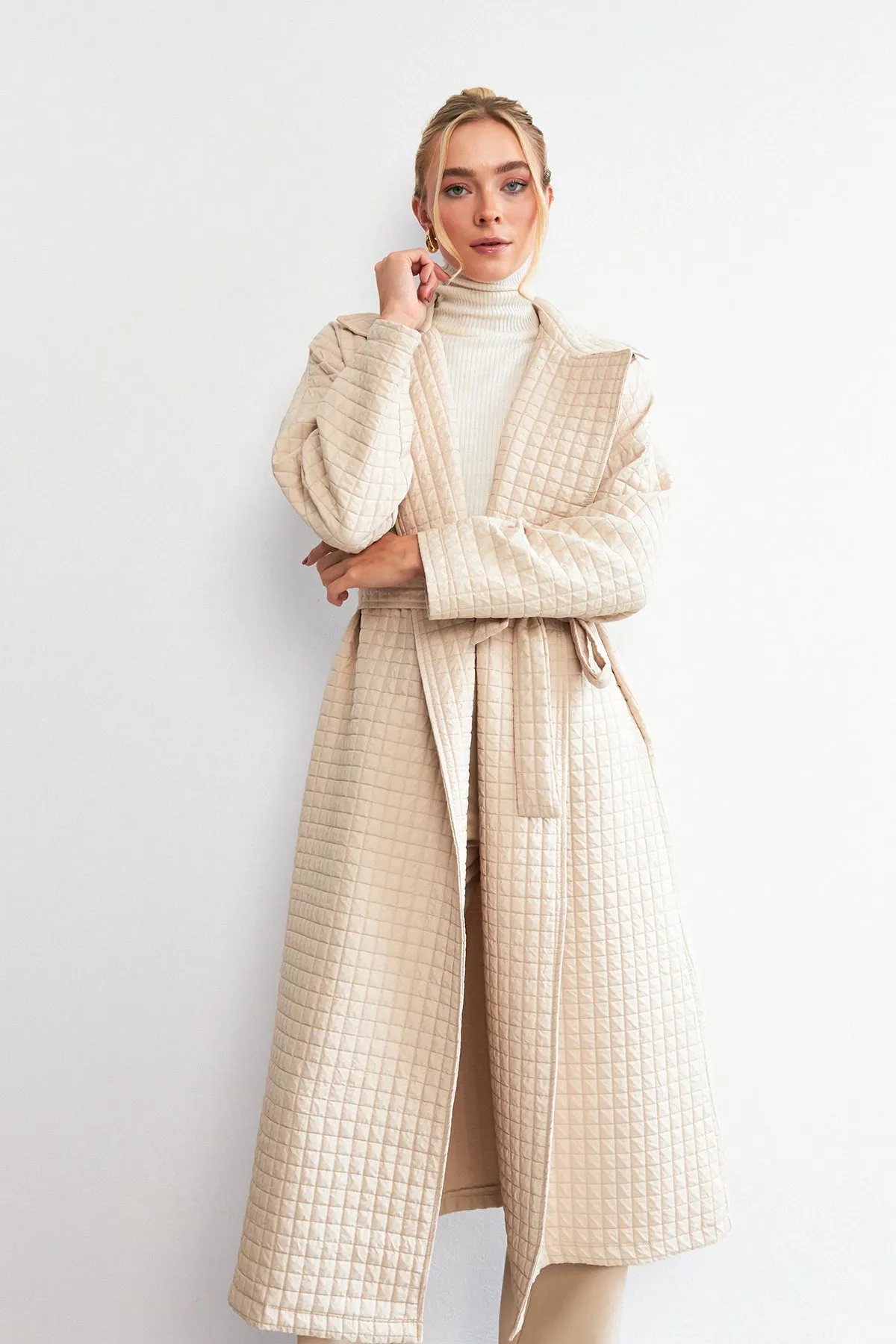 ZRF Women Quilted Trench Coat - Beige - Homyel’