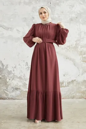ZRF Women Skirt Edge Pleated Dress - Rose Pink - Passau
