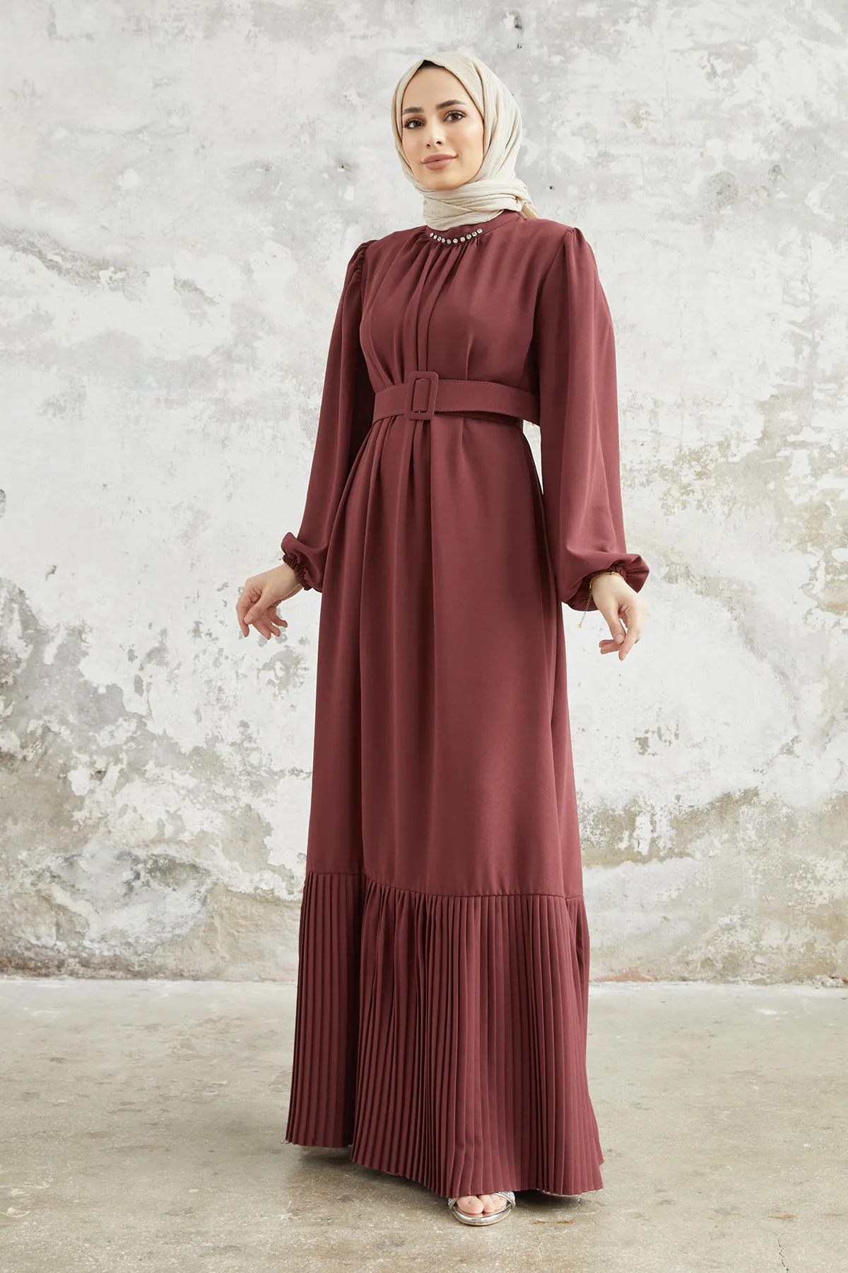 ZRF Women Skirt Edge Pleated Dress - Rose Pink - Passau